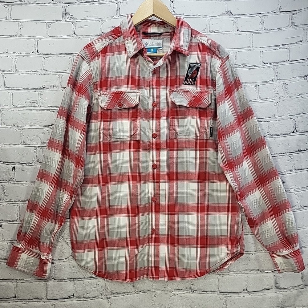 Trail Blazer Columbia Sportswear Flannel Shirt Mens Sz S Red Plaid